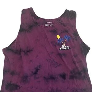 Dikotomy Men’s Tie-Dye Skulls Palm Trees Tank Top Size Large Purple and Black